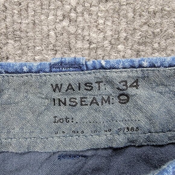 J Crew Shorts Mens 34 Blue Chino‎ Flat Front Stanton Preppy Beach Casual - Picture 6 of 9